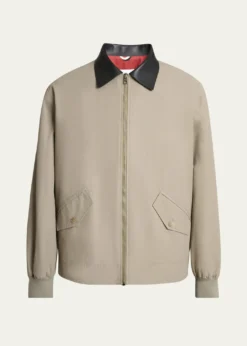GivenchyMen's Harrington Jacket w/ Leather Coilar