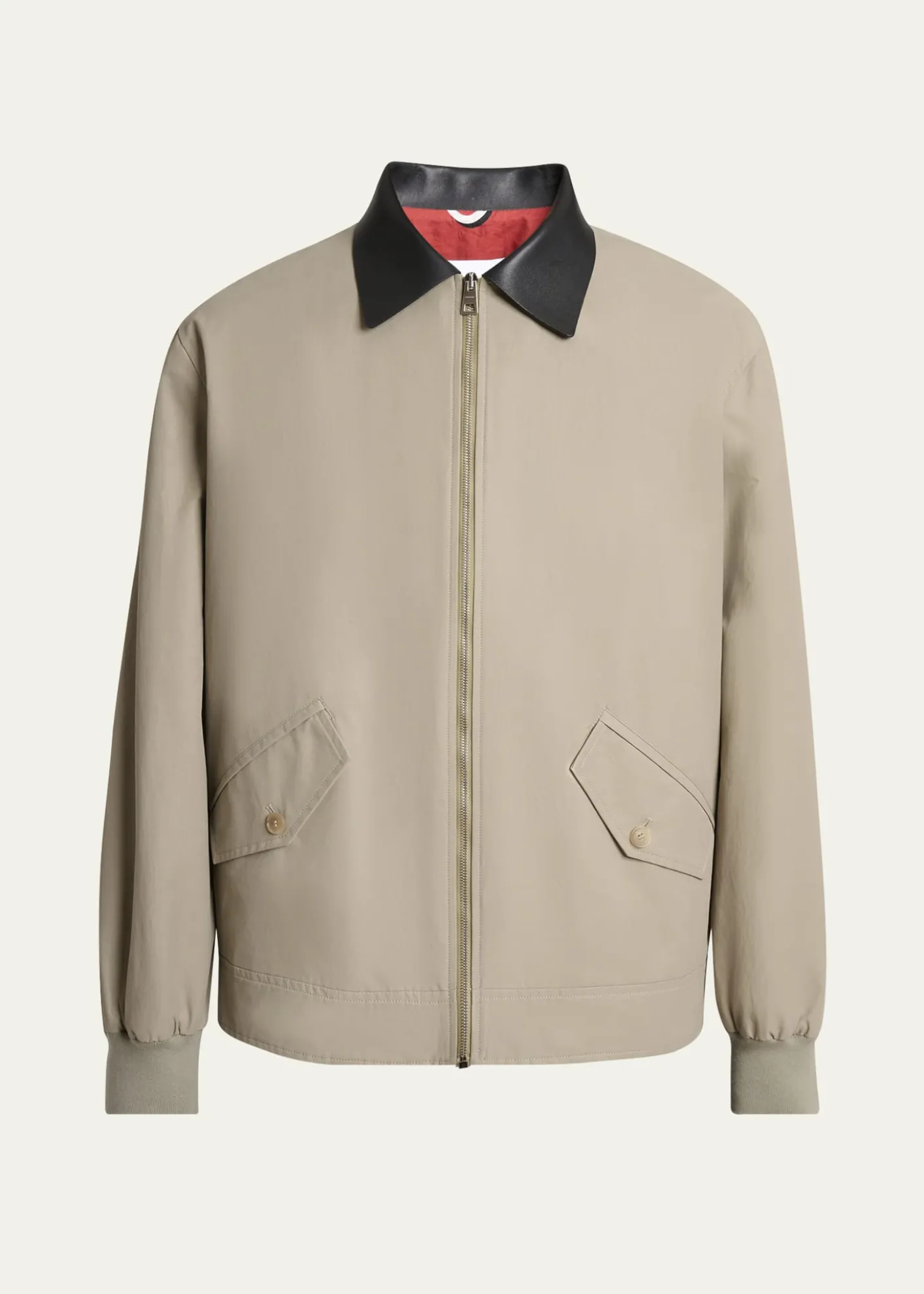 GivenchyMen's Harrington Jacket w/ Leather Coilar