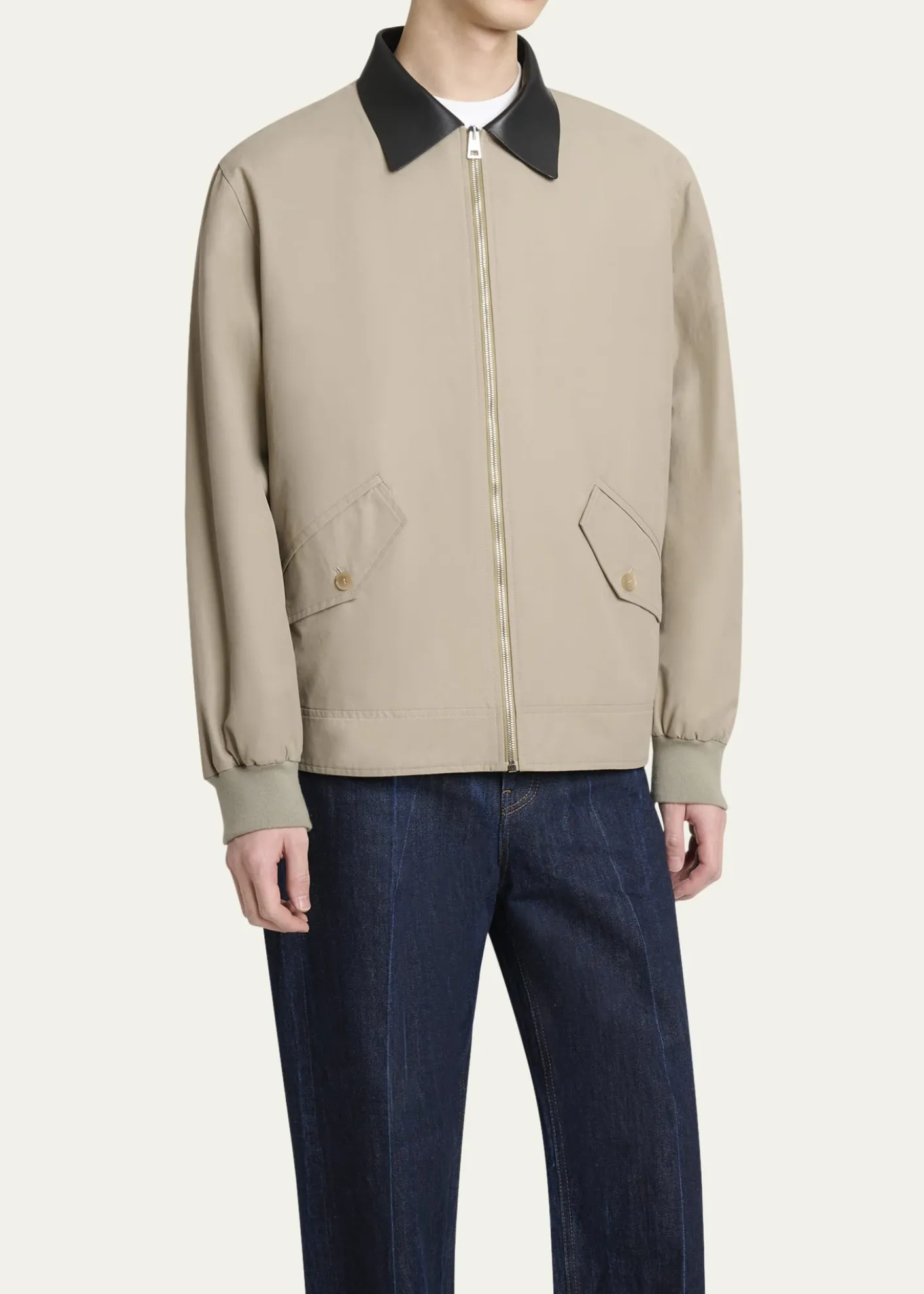 GivenchyMen's Harrington Jacket w/ Leather Coilar