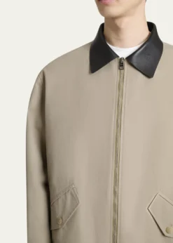 GivenchyMen's Harrington Jacket w/ Leather Coilar