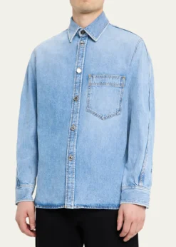 GivenchyMen's Stone-Washed Denim Shirt