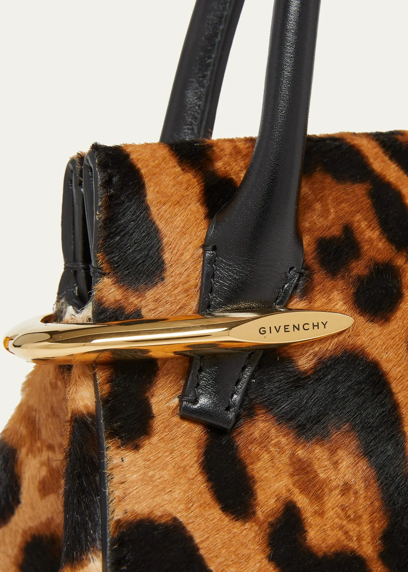 GivenchyMini Pinch Leopard Pony-Effect Top-Handle Bag