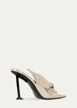 Givenchy95mm Crinkled Metallic Leather Bow Mules