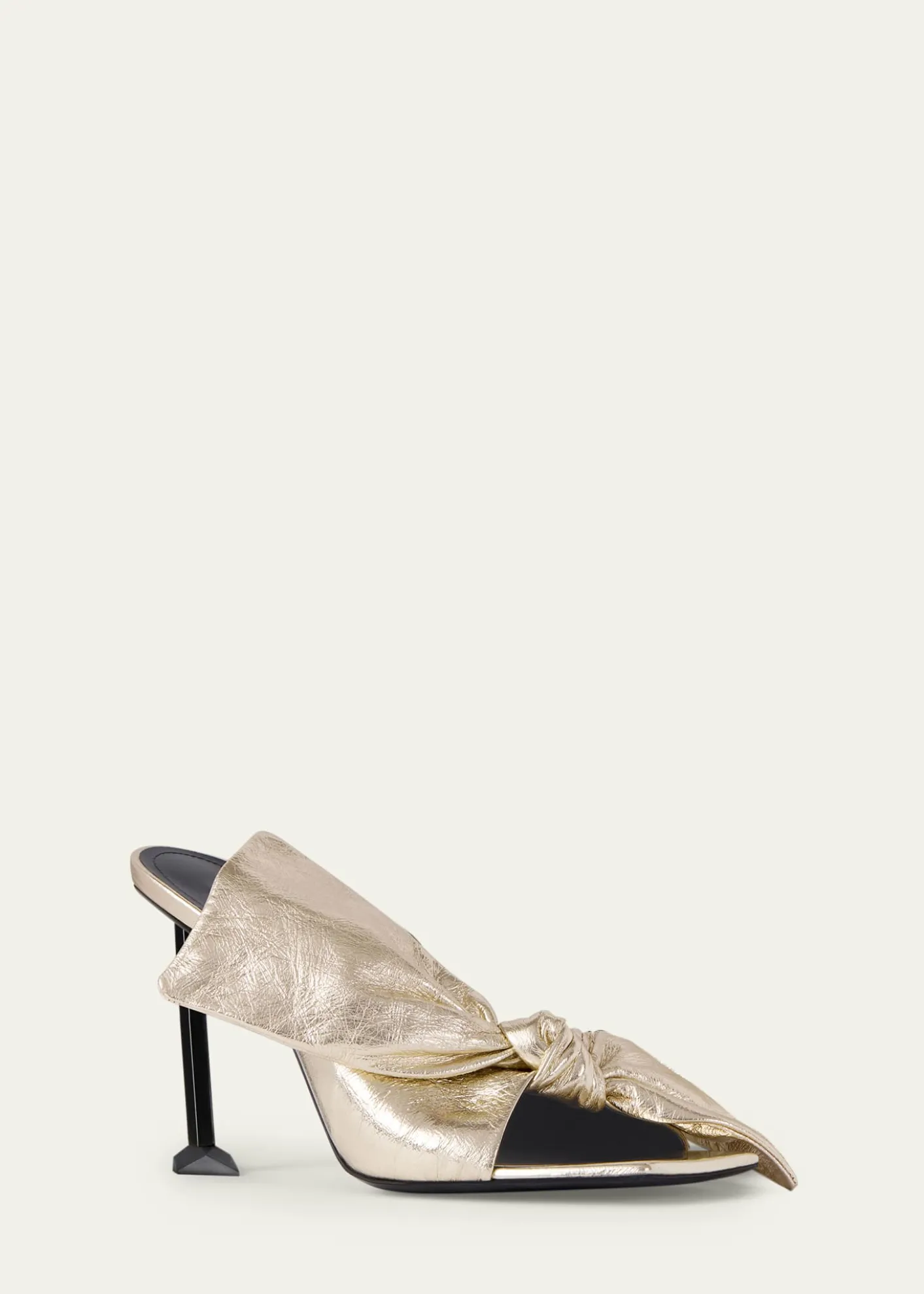 Givenchy95mm Crinkled Metallic Leather Bow Mules