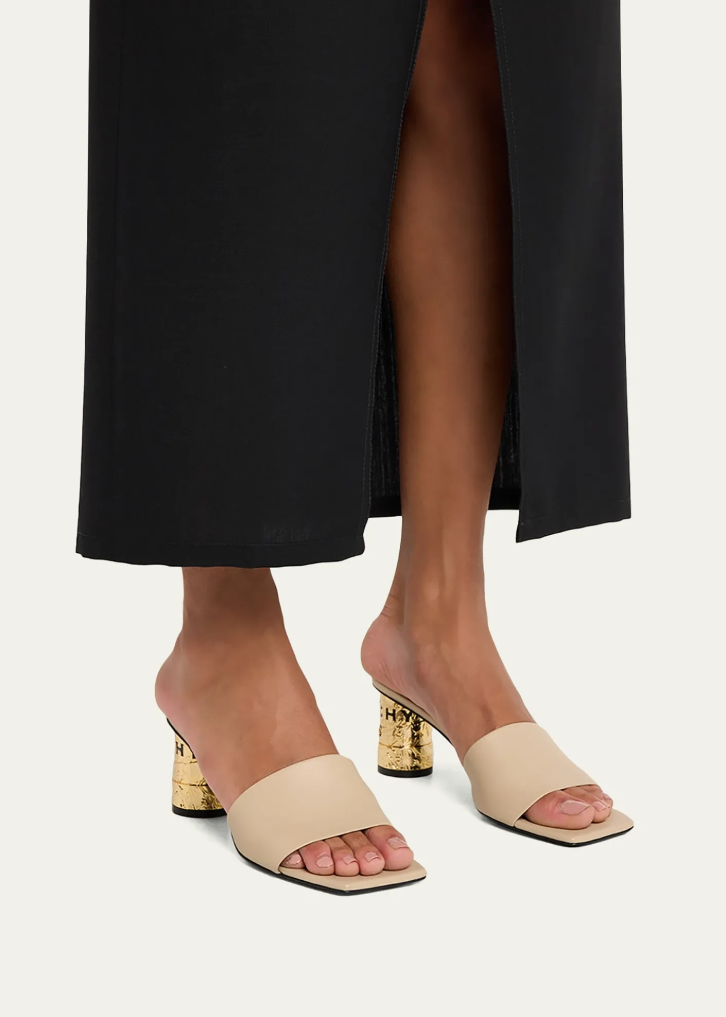 Givenchy65mm Logo Heel Leather Mule Sandals