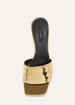 Givenchy65mm Logo Heel Metallic Leather Mule Sandals