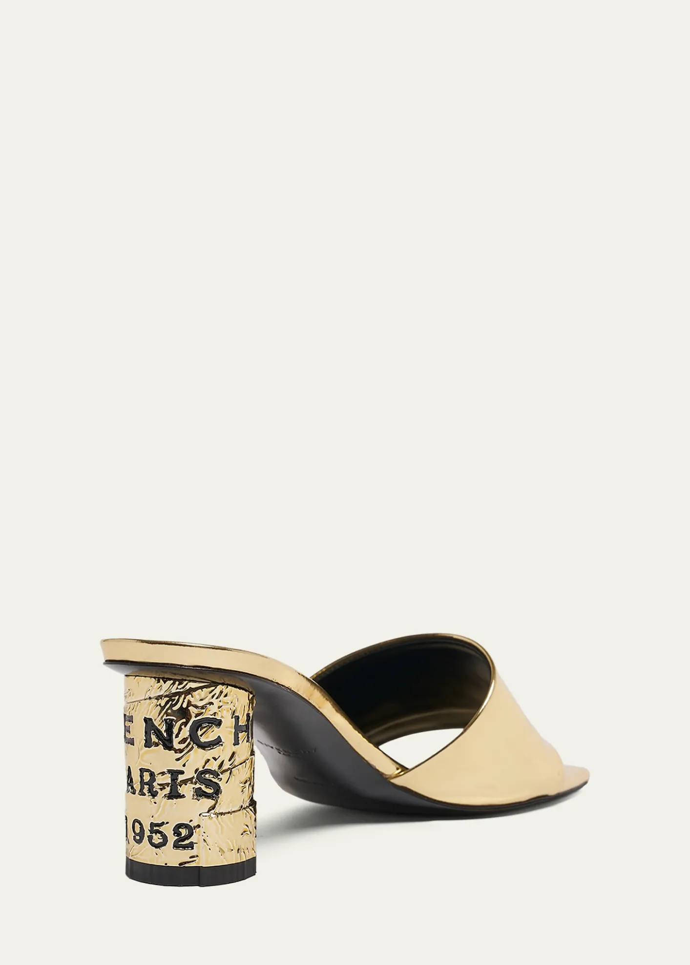 Givenchy65mm Logo Heel Metallic Leather Mule Sandals