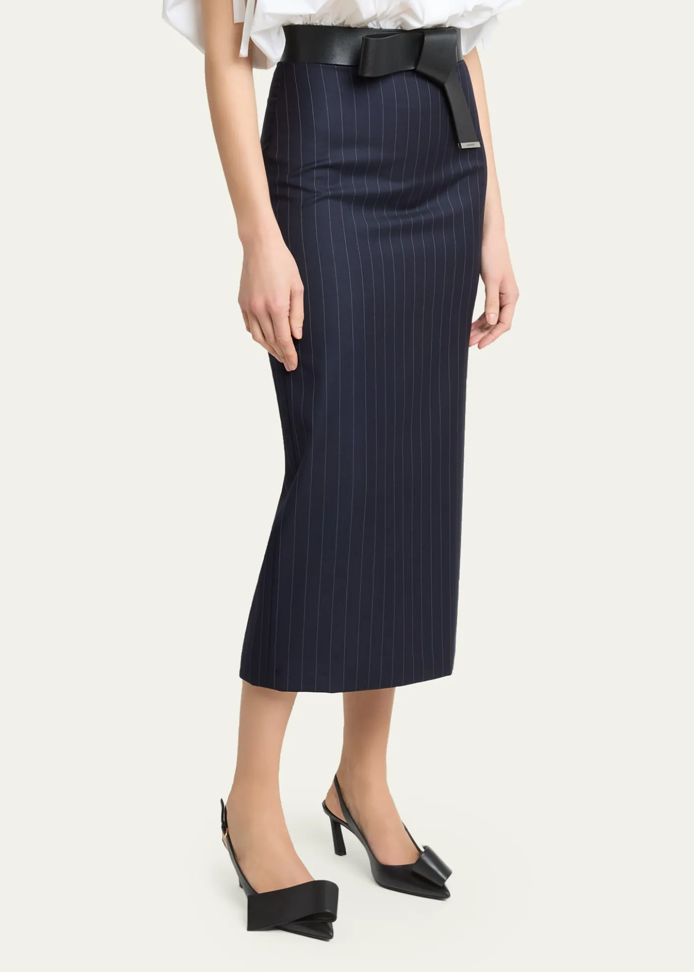 GivenchyPinstripe Wool Pencil Midi Skirt