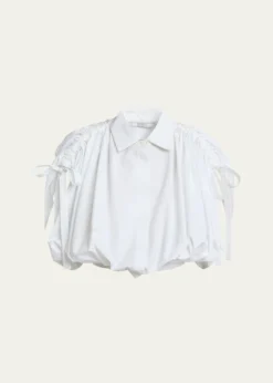 GivenchyRuched Cotton-Poplin Crop Collared Bubble Shirt