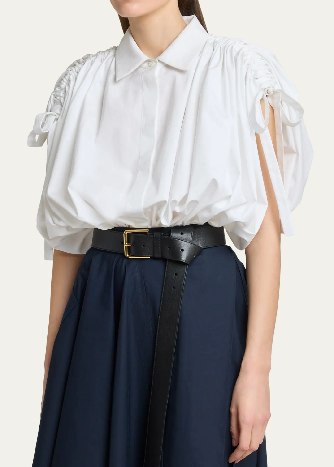 GivenchyRuched Cotton-Poplin Crop Collared Bubble Shirt