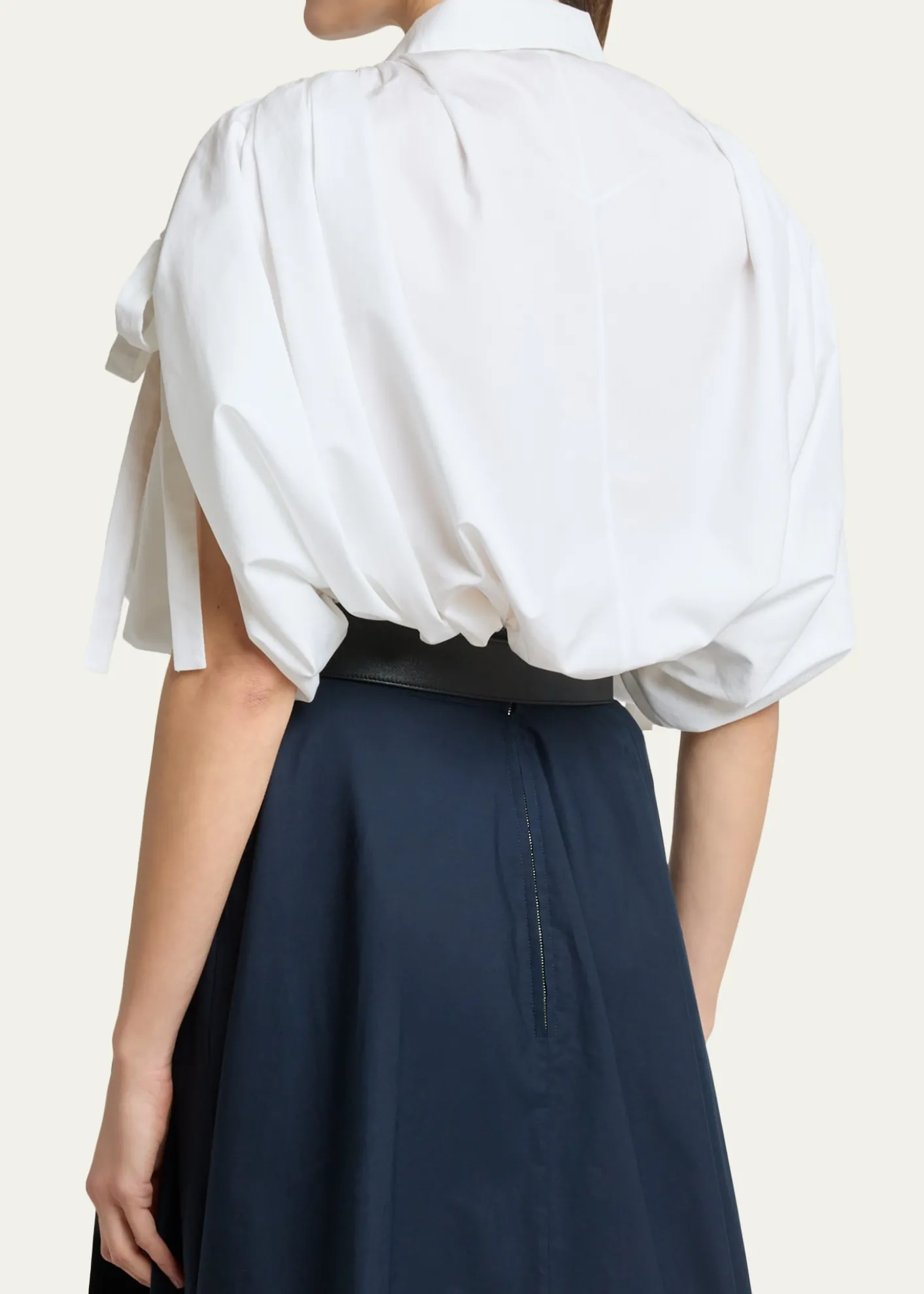 GivenchyRuched Cotton-Poplin Crop Collared Bubble Shirt