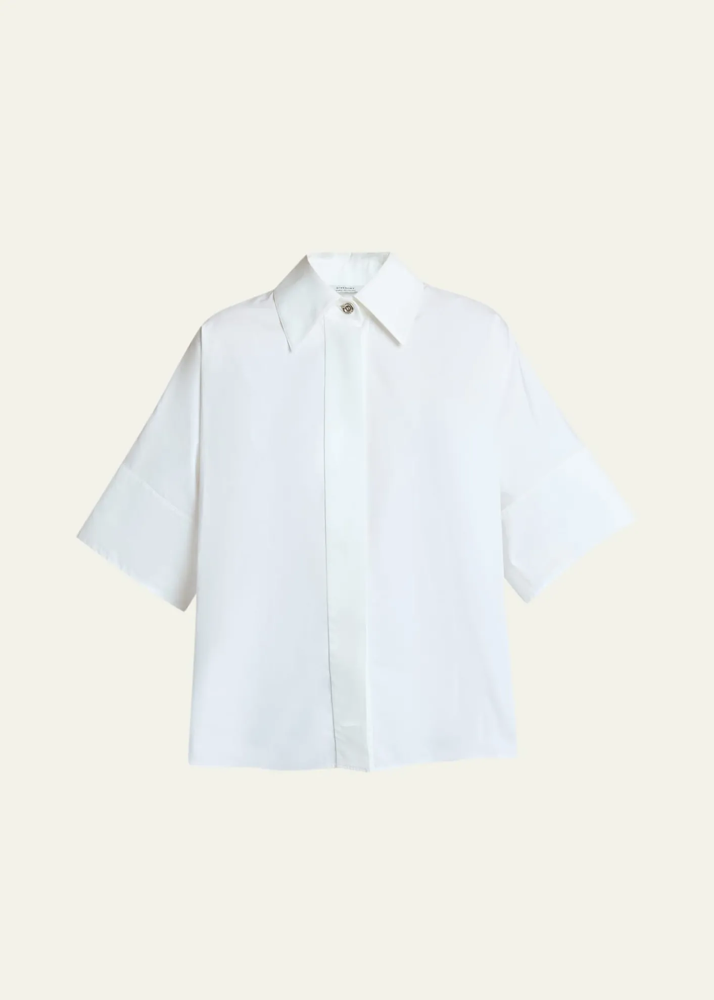 GivenchyShort-Sleeve Cotton Poplin Button-Down Shirt