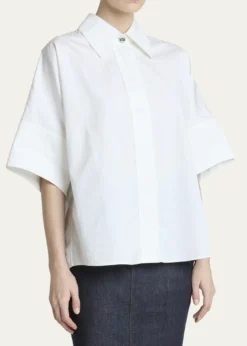 GivenchyShort-Sleeve Cotton Poplin Button-Down Shirt