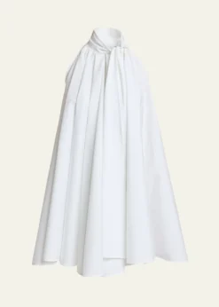 GivenchySleeveless Bow-Neck Pleated Poplin Mini Dress