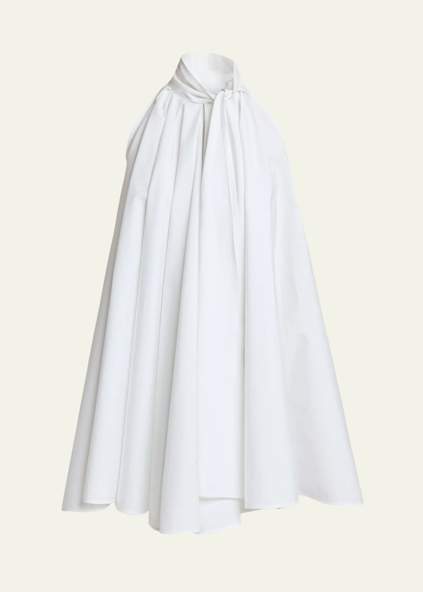GivenchySleeveless Bow-Neck Pleated Poplin Mini Dress