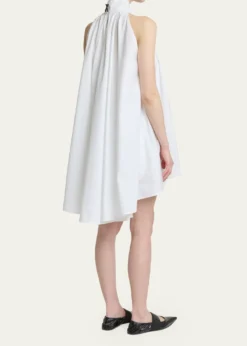 GivenchySleeveless Bow-Neck Pleated Poplin Mini Dress