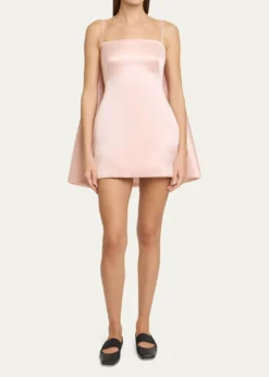 GivenchySliced Cape Satin Mini Dress