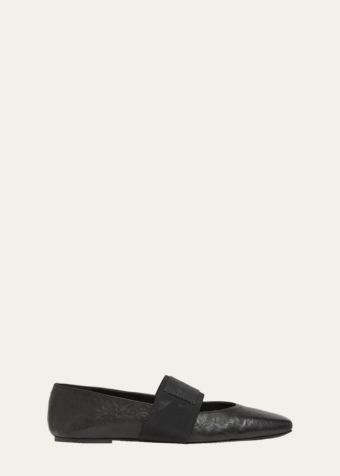 GivenchySliced Square Textured Leather Square-Toe Ballerina Flats