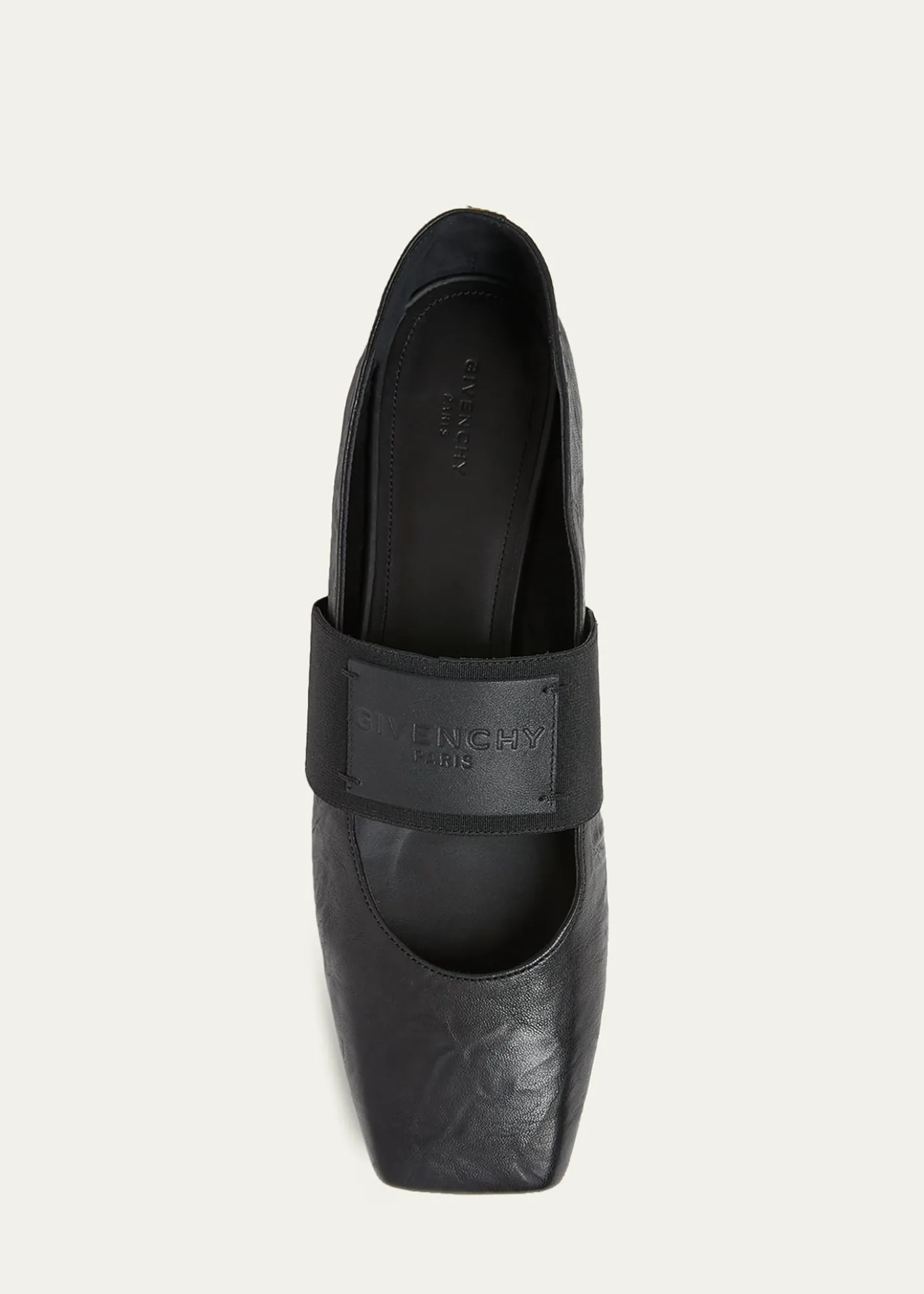 GivenchySliced Square Textured Leather Square-Toe Ballerina Flats