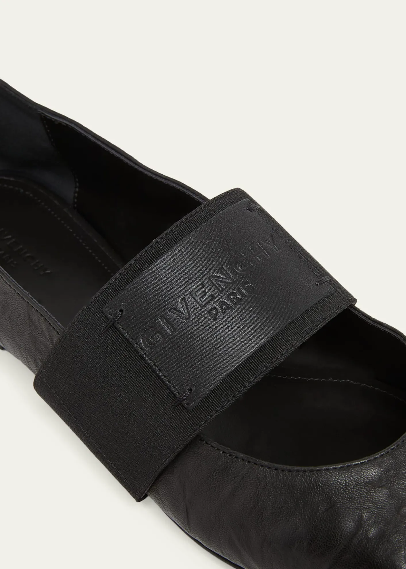 GivenchySliced Square Textured Leather Square-Toe Ballerina Flats