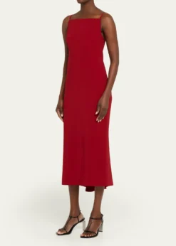 GivenchySquare-Neck Sleeveless Midi Dress