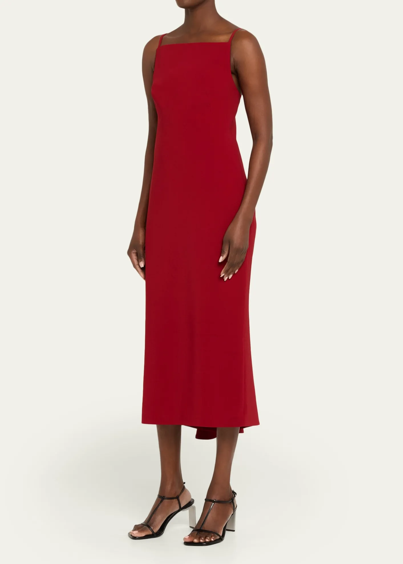 GivenchySquare-Neck Sleeveless Midi Dress