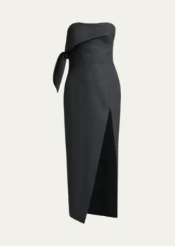 GivenchyStrapless Bow Bustier Slit Midi Dress