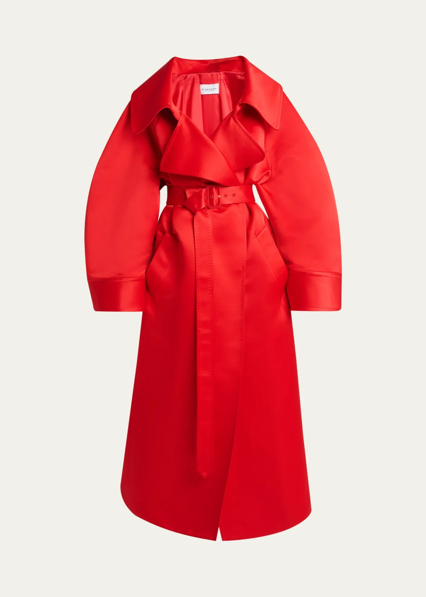 GivenchyVoluminous Belted Silk Coat