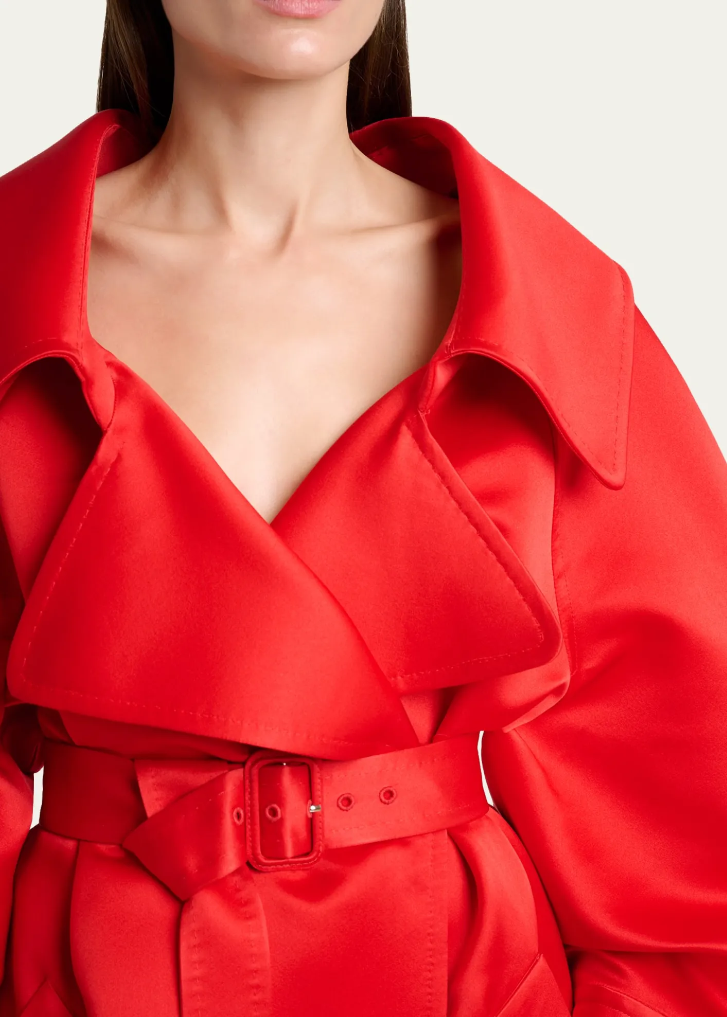 GivenchyVoluminous Belted Silk Coat