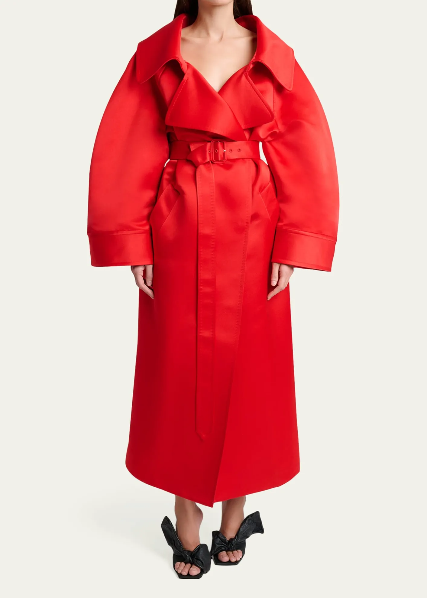 GivenchyVoluminous Belted Silk Coat