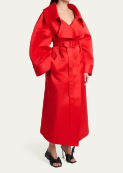 GivenchyVoluminous Belted Silk Coat