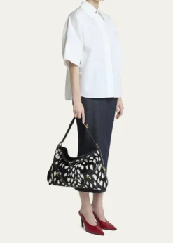 GivenchyVoyou Medium Snow Leopard-Print Calf Hair Shoulder Bag