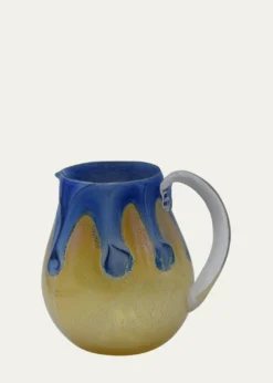 4 GLASS MURANOGoccia Cobalt Blue Pitcher with Handle, 50 oz.
