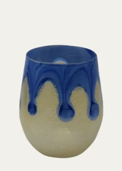 4 GLASS MURANO Goccia Cobalt Blue Drinking Glass, 10 oz.