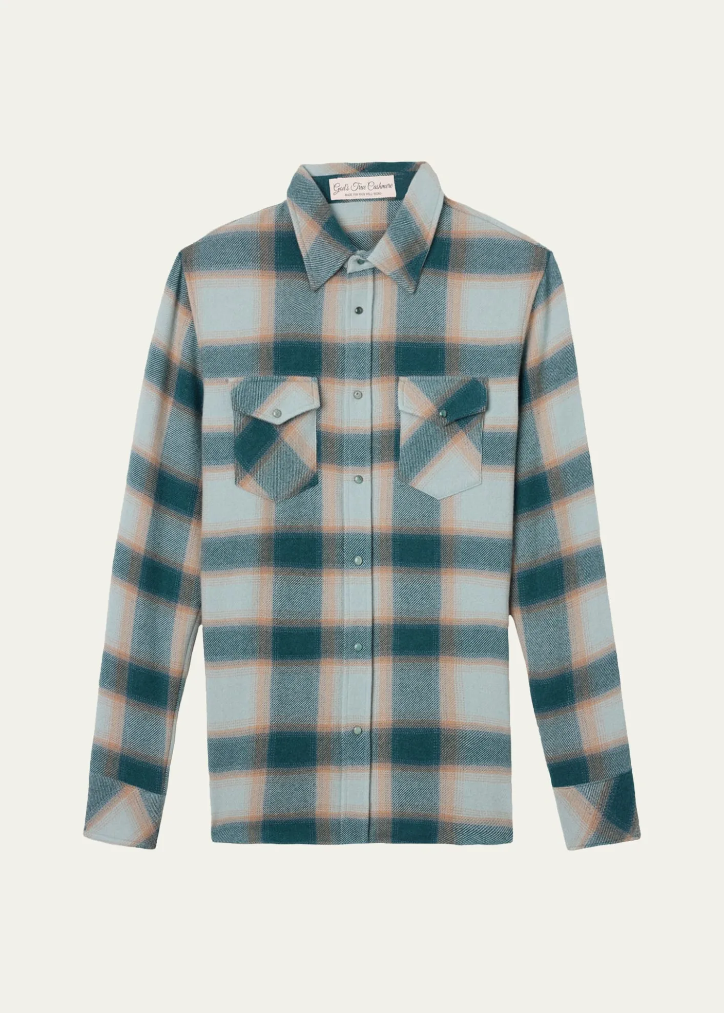 God's True CashmereCashmere Plaid Two-Pocket Button-Down Shirt