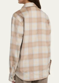 God's True CashmereChampagne Tartan Button-Front Cashmere Shirt
