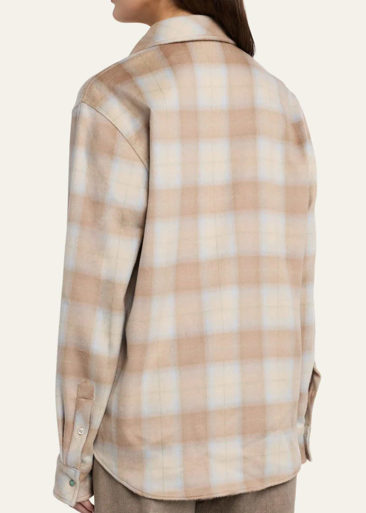 God's True CashmereChampagne Tartan Button-Front Cashmere Shirt