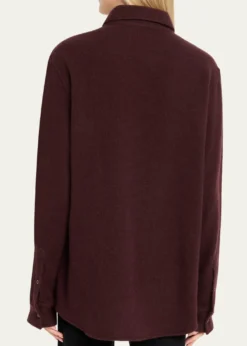 God's True CashmereClaret Solid Cashmere Button-Down Shirt