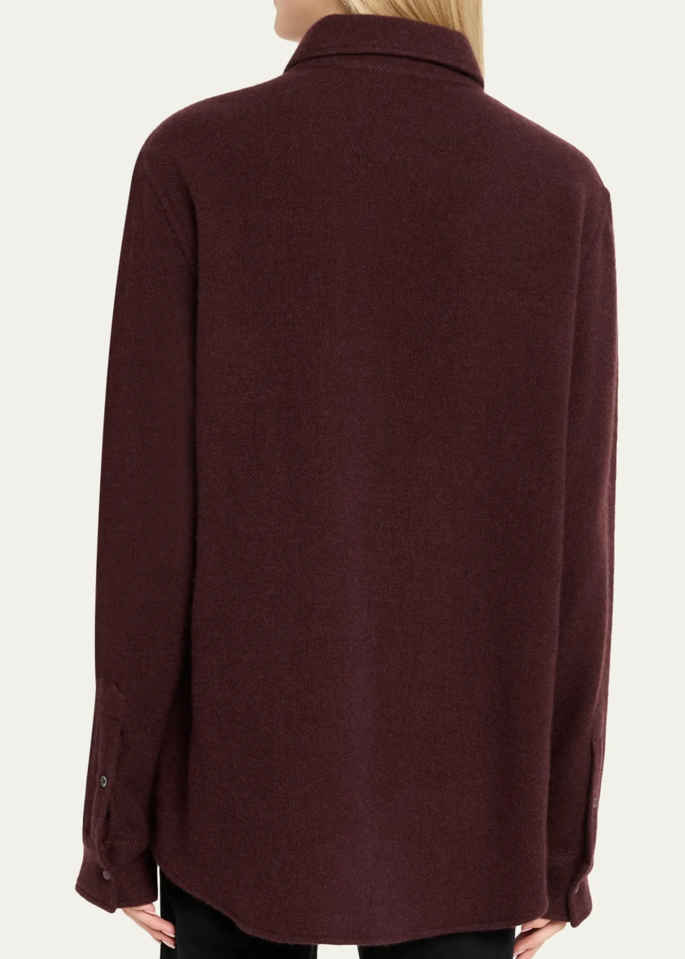 God's True CashmereClaret Solid Cashmere Button-Down Shirt