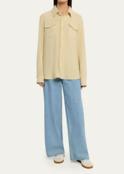 God's True CashmereDaffodil Solid Cashmere Button-Front Shirt