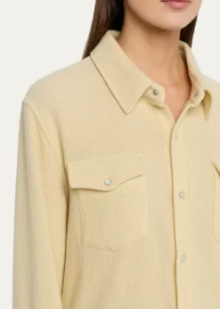 God's True CashmereDaffodil Solid Cashmere Button-Front Shirt