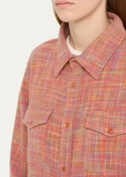 God's True CashmereFlower Space Dye Tartan Cashmere Shirt Jacket