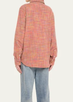 God's True CashmereFlower Space Dye Tartan Cashmere Shirt Jacket