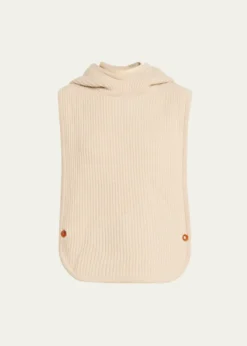 God's True CashmereMelange Cashmere Rib Hooded Vest