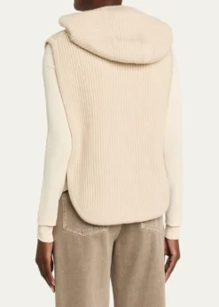 God's True CashmereMelange Cashmere Rib Hooded Vest