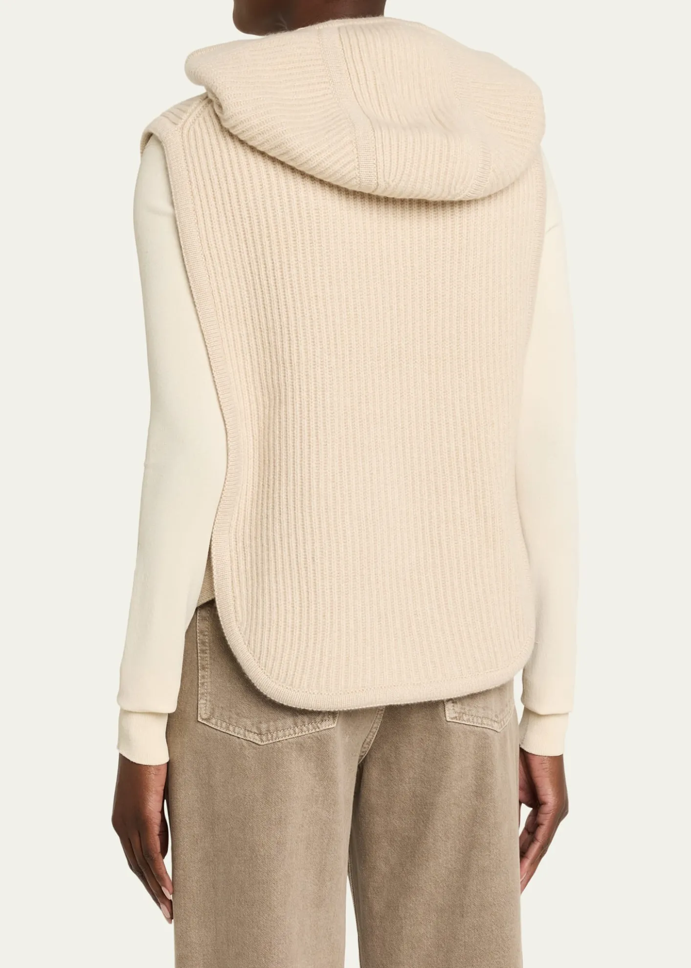 God's True CashmereMelange Cashmere Rib Hooded Vest