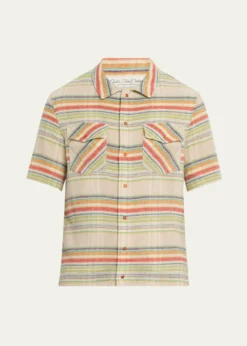 God's True CashmereMen's Multi-Stripe Cashmere Gauze Sport Shirt