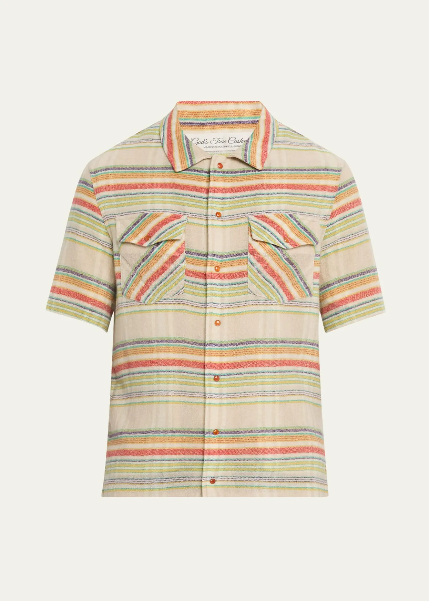 God's True CashmereMen's Multi-Stripe Cashmere Gauze Sport Shirt