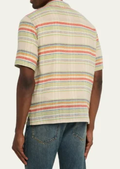 God's True CashmereMen's Multi-Stripe Cashmere Gauze Sport Shirt