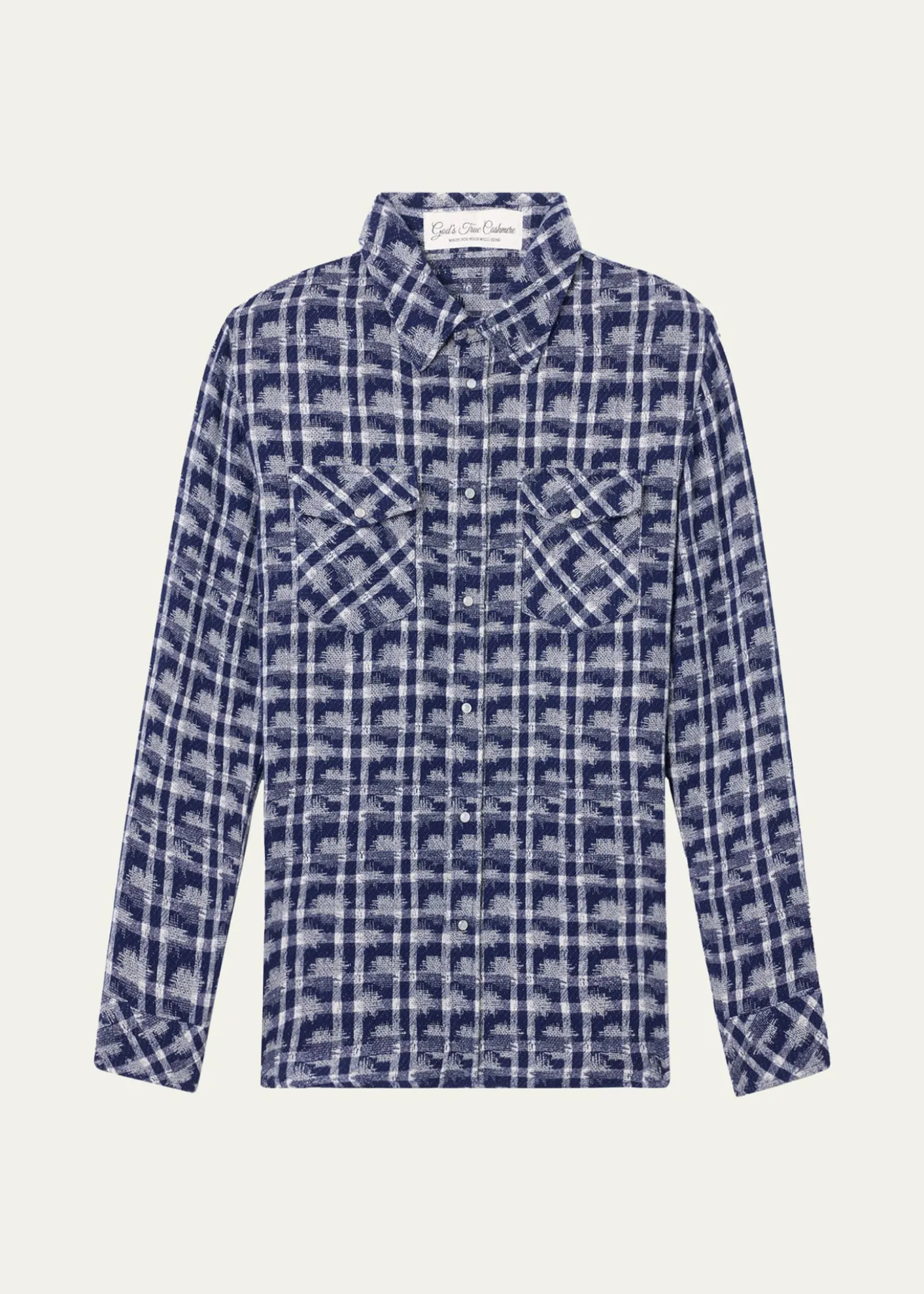 God's True CashmereShibori Plaid Cashmere Sport Shirt
